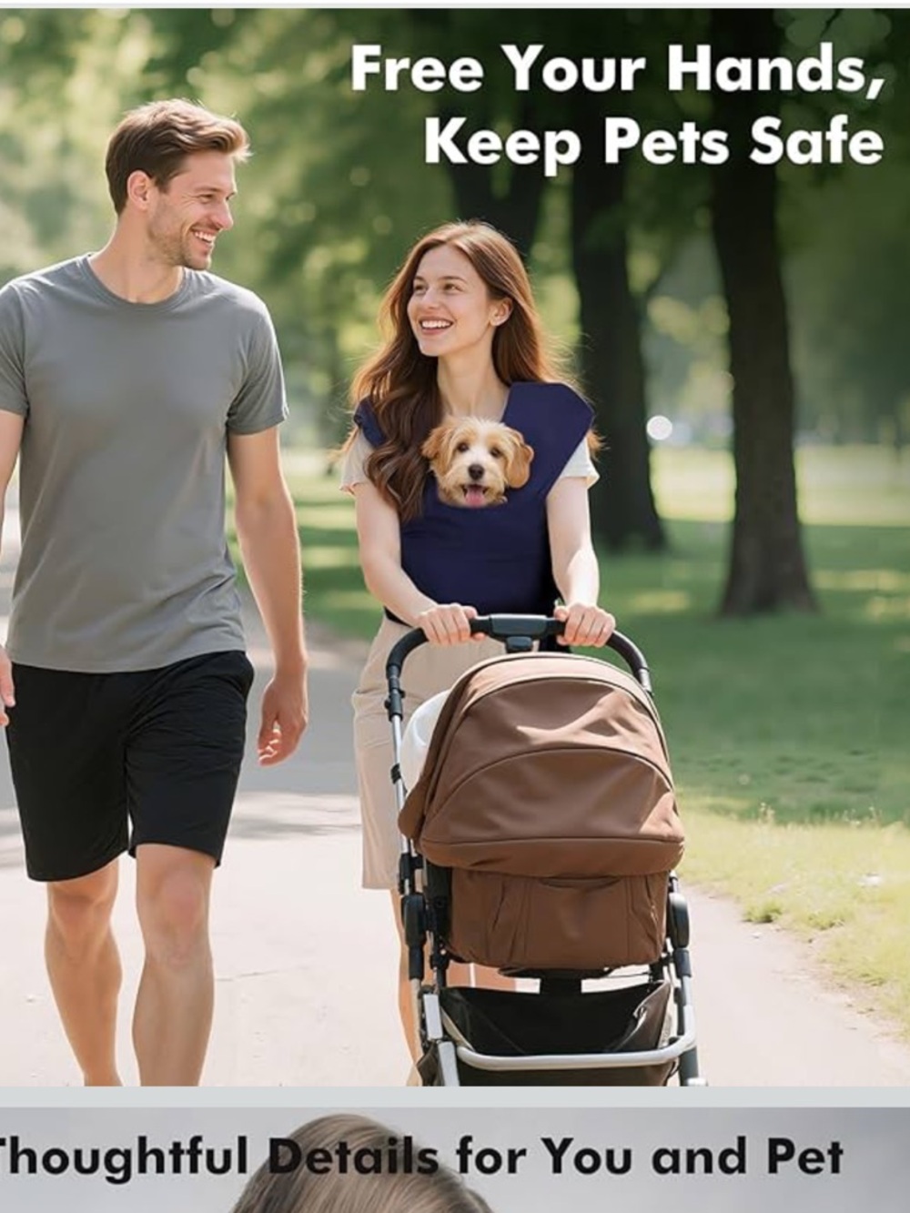 Pawaboo Pet Sling Carrier, Hands Free Dog  Sling for Small Dogs and Cats NEW - Picture 3 of 8